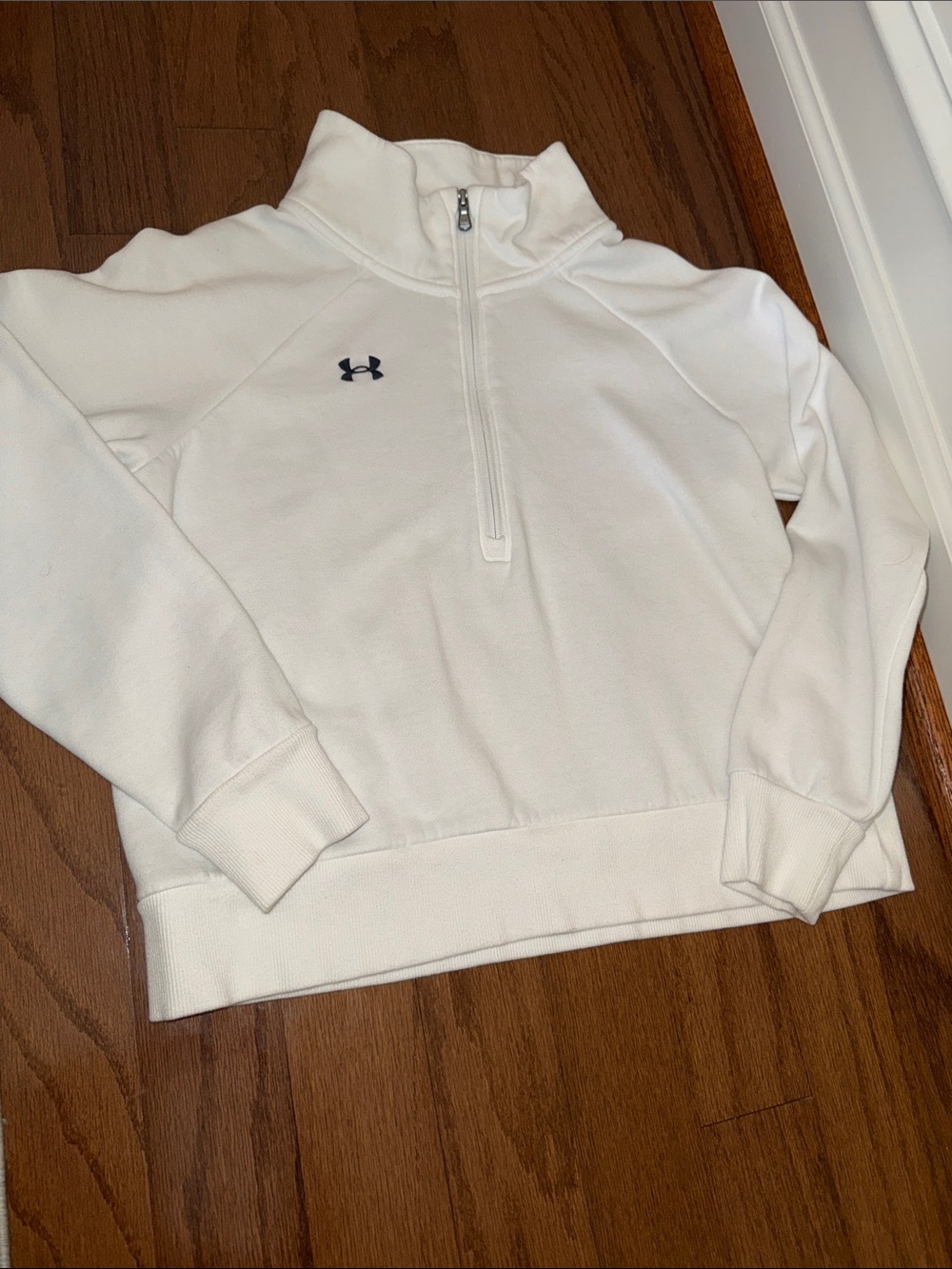 Under Armour White Half-Zip Pullover Sweatshirt Cold Weather Activewear